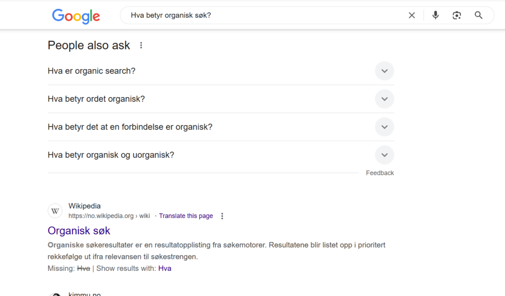 Hva betyr organisk søk