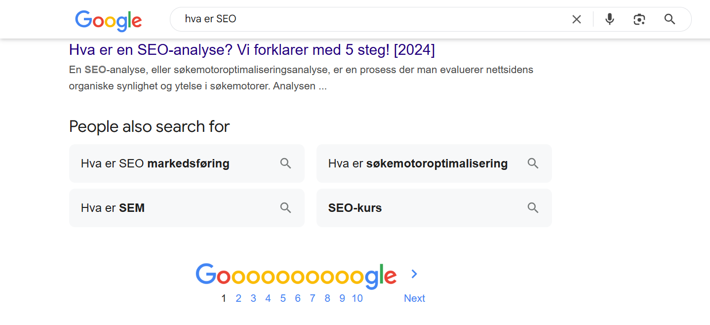 google søkeordanalyseskjerm
